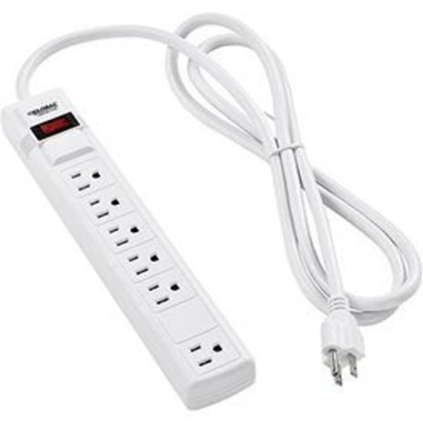 Global Equipment Global Industrial„¢ Surge Protected Power Strip, 5+1 Outlets, 15A, 90 Joules, 6' Cord LTS-6CS2